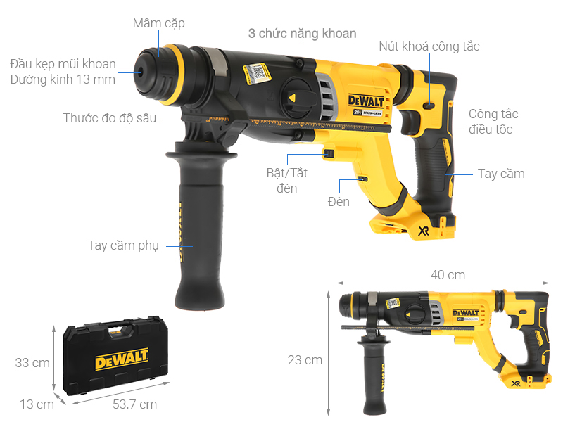 Máy Khoan Bê Tông Pin Dewalt DCH263KN-KR 18V (không Kèm Pin, Sạc)