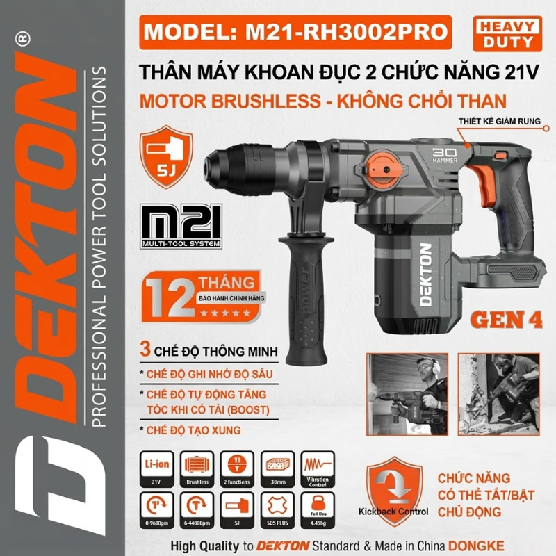 Máy Khoan Đục 2 Chức Năng 21V Dekton M21-RH3002PRO