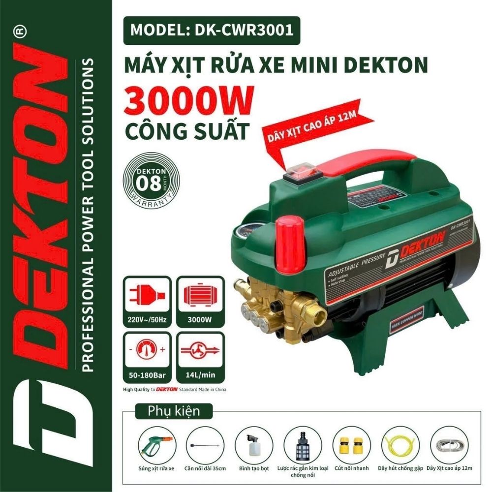 Máy Rửa Xe Chỉnh Áp Dekton DK-CWR3001