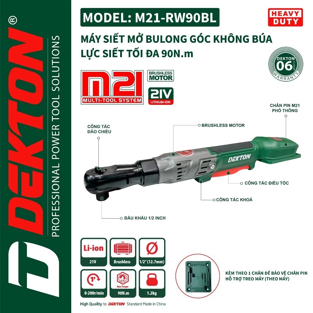 Máy Siết Bulong Góc 90Nm Dekton M21-RW90BL