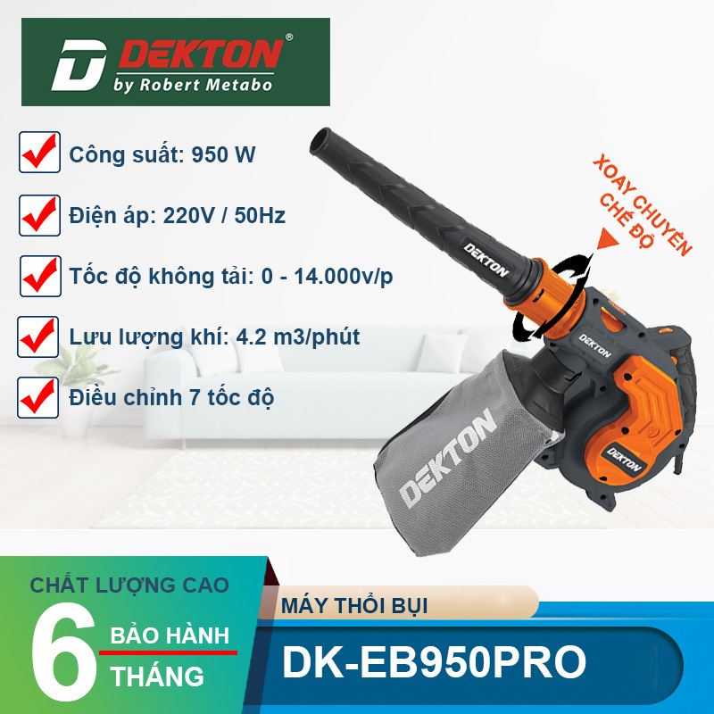Máy Thổi Và Hút Bụi Dekton DK-EB950PRO 950W, Tốc Độ 14000 Vòng/Phút Chính Hãng