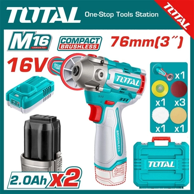 Máy đánh Bóng Cầm Tay Dùng Pin 16V Total TAPLI1676 ( Động Cơ Ko Chổi Than )