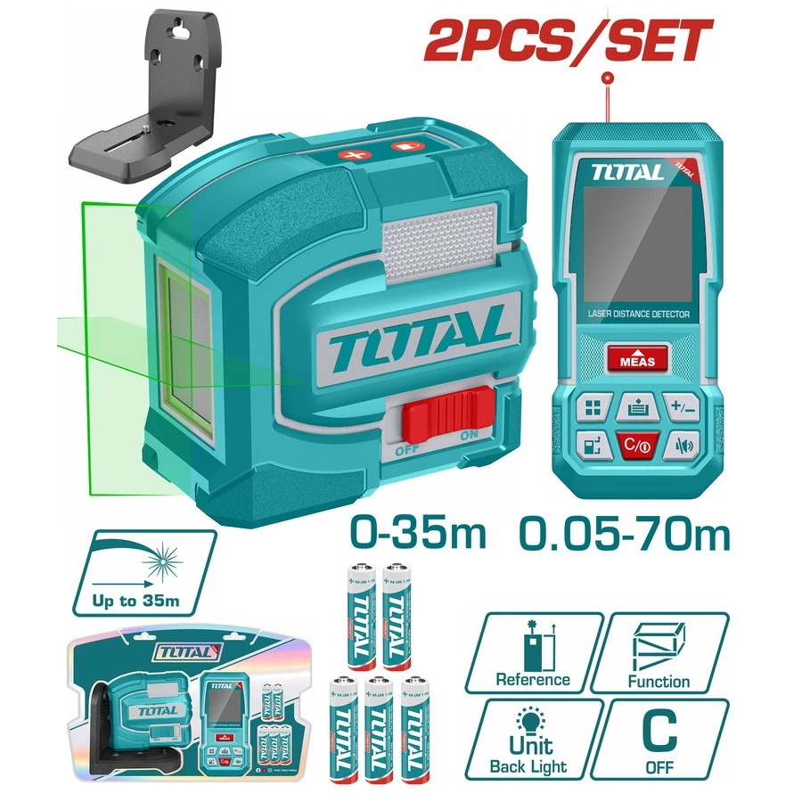 Bộ Combo Máy Đo Khoảng Cách TMT57026 Và Máy đo Mức Cân Bằng Tia Laser Xanh TLL156601