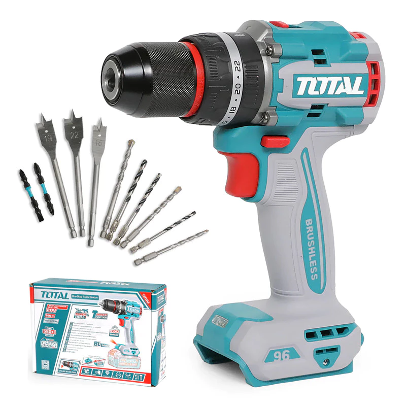 MÁY KHOAN BÚA KHÔNG CHỔI THAN DÙNG PIN 20V (KHÔNG KÈM PIN & SẠC) 96NM TOTAL TIDLI209681 - HÀNG CHÍNH HÃNG