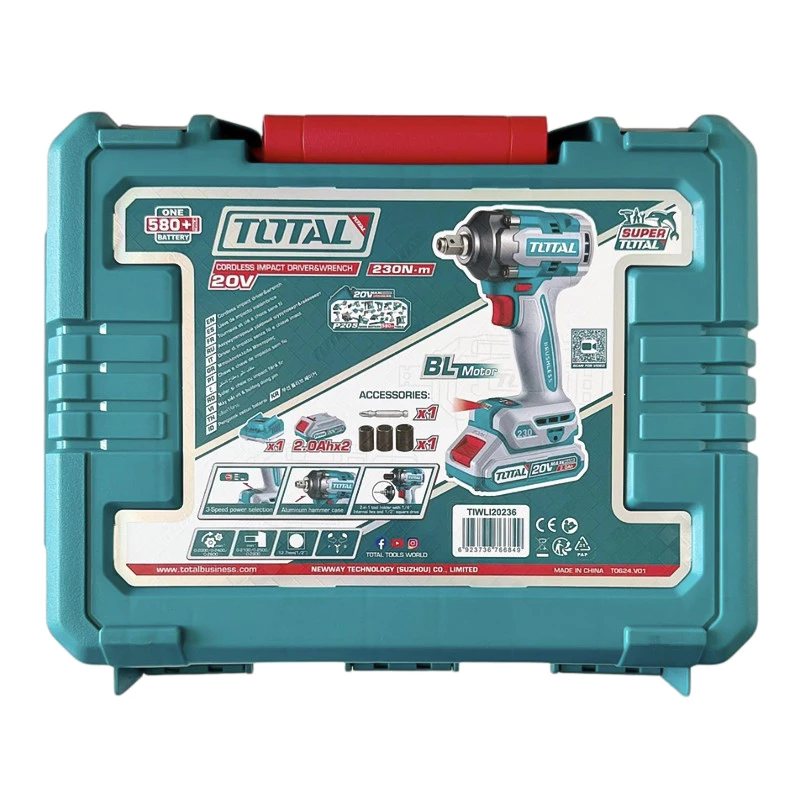 Máy Vặn Vít & Bulong Không Chổi Than Dùng Pin 20V (2 Pin 2.0Ah 1 Sạc) Total TIWLI20236