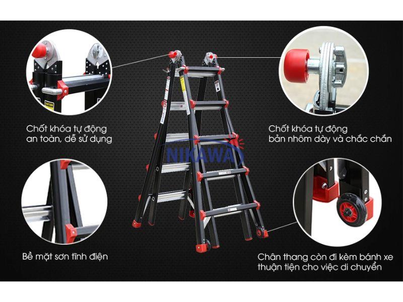 Thang Nhôm Rút Lồng Gấp Đa Năng Chữ A 4.5M Nikawa NKB-49