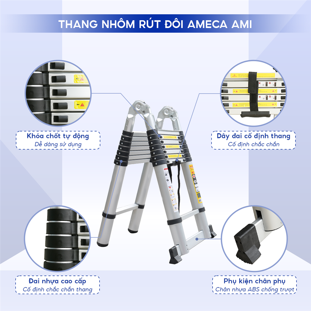 Thang Nhôm Rút/Xếp Đôi Đa Năng 4.4m Ameca AMI-440