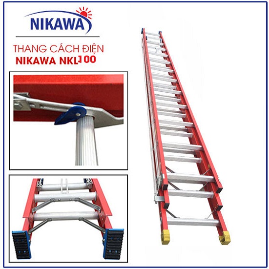 Thang Trượt Cách Điện Ba Đoạn Nikawa NKL-110, Cao 11.1m