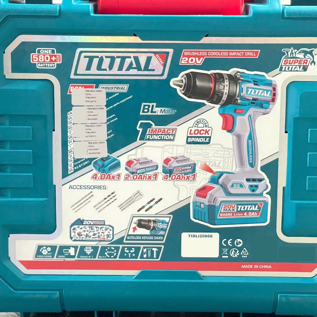 Máy Khoan Động Lực Dùng Pin 20V Total TIDLI20868 – Sức Mạnh Vượt Trội, Đa Năng Trong Tầm Tay!