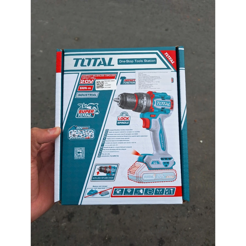 Máy Khoan động Lực Dùng Pin 20V Total TIDLI205581 66Nm 13mm, Không Chổi Than (Chưa Pin Sạc)