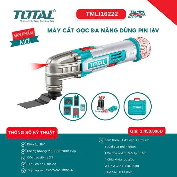 Máy Cắt Gọc đa Năng Dùng Pin 20V Total TMLI20221 (1 Pin 2.0 Ah & Sạc)