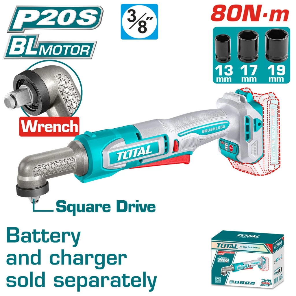 Máy Siết Vít Góc Không Chổi Than Dùng Pin 20V 80Nm Total TAIRLI2081