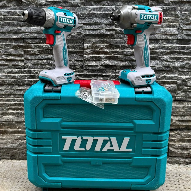 Combo Máy Khoan & Siết Vít Không Chổi Than Dùng Pin 20V Total TCKLI20272 Kèm Pin Sạc Và Phụ Kiện