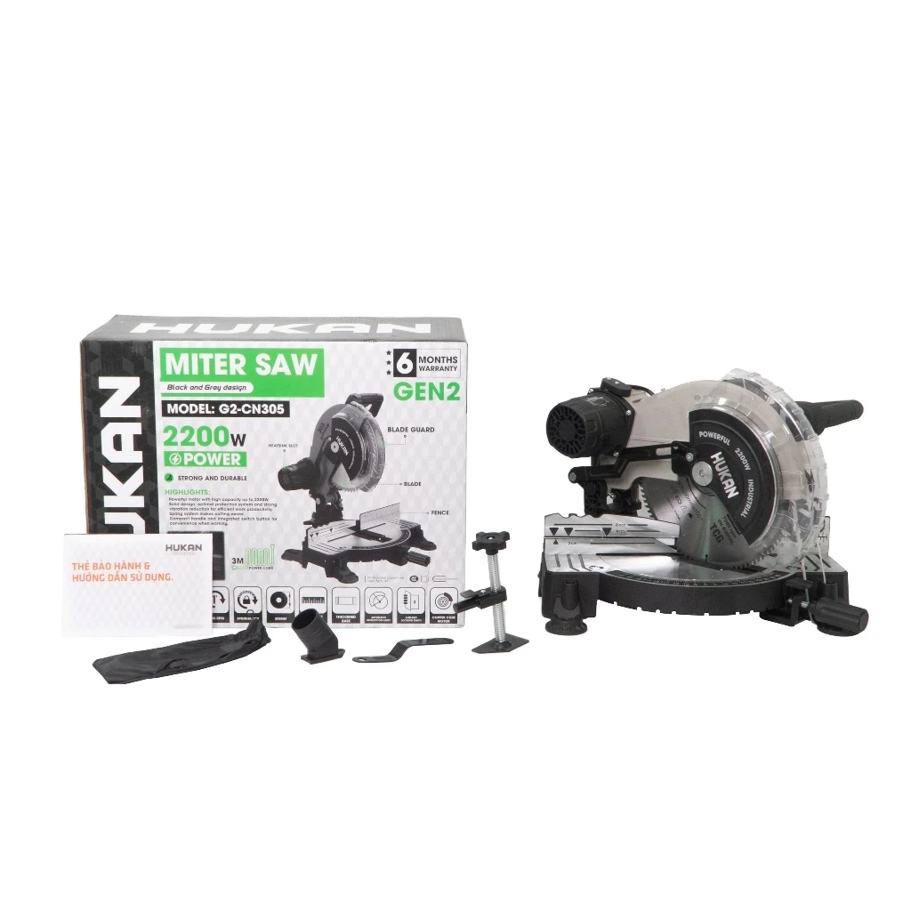 Máy Cắt Nhôm HUKAN G2-CN305, Công Suất 2200w, Lưỡi Cắt 305mm 100 Răng Cưa, Tốc độ 4500v/p