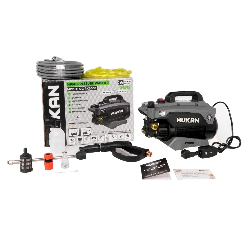 Máy Rửa Xe Điện 220V HUKAN G2-RX3000| Công Suất 3000W – Có Chỉnh Áp – Chống Giật