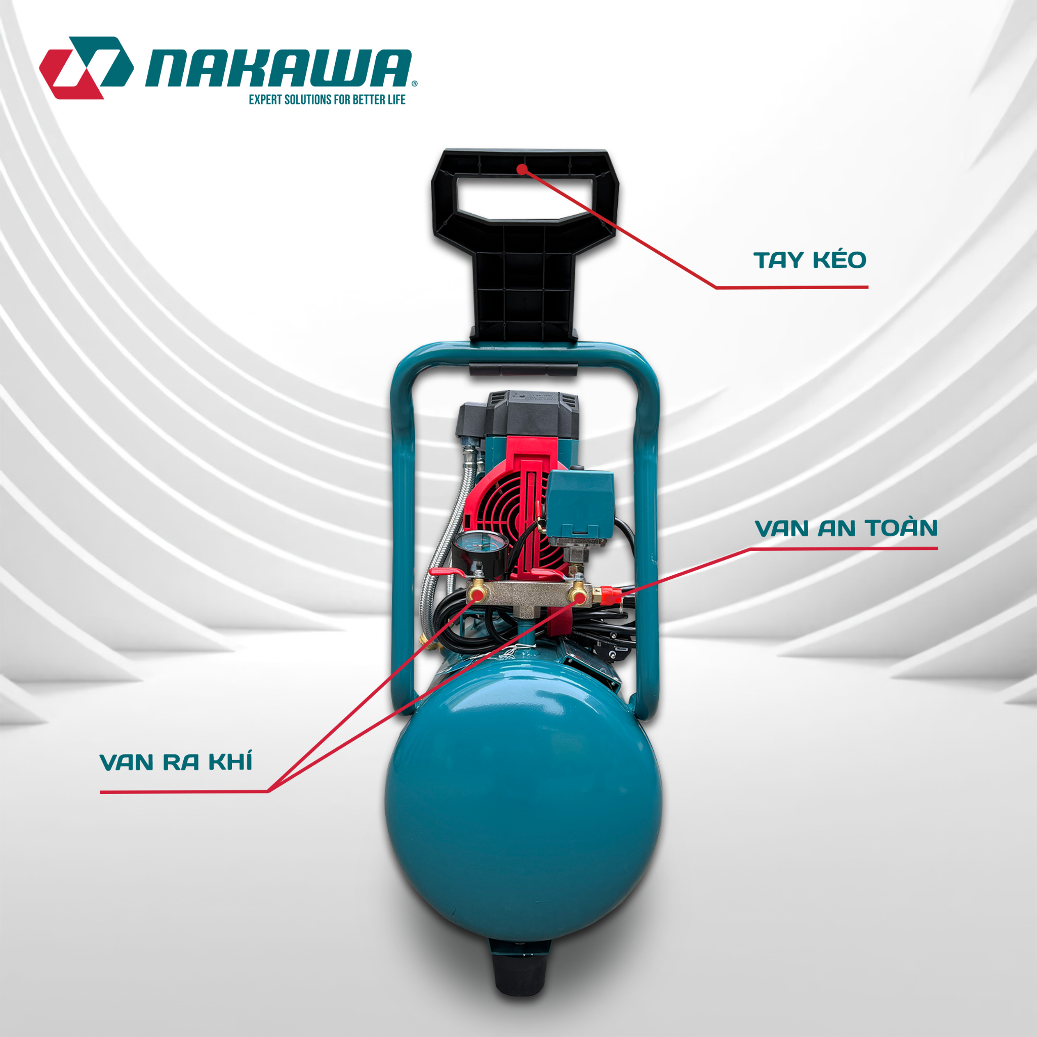 Máy Nén Khí Không Dầu 32L Nakawa NK-18H32L, Công Suất 1.8HP, Bảo Hành 9 Tháng Chính Hãng