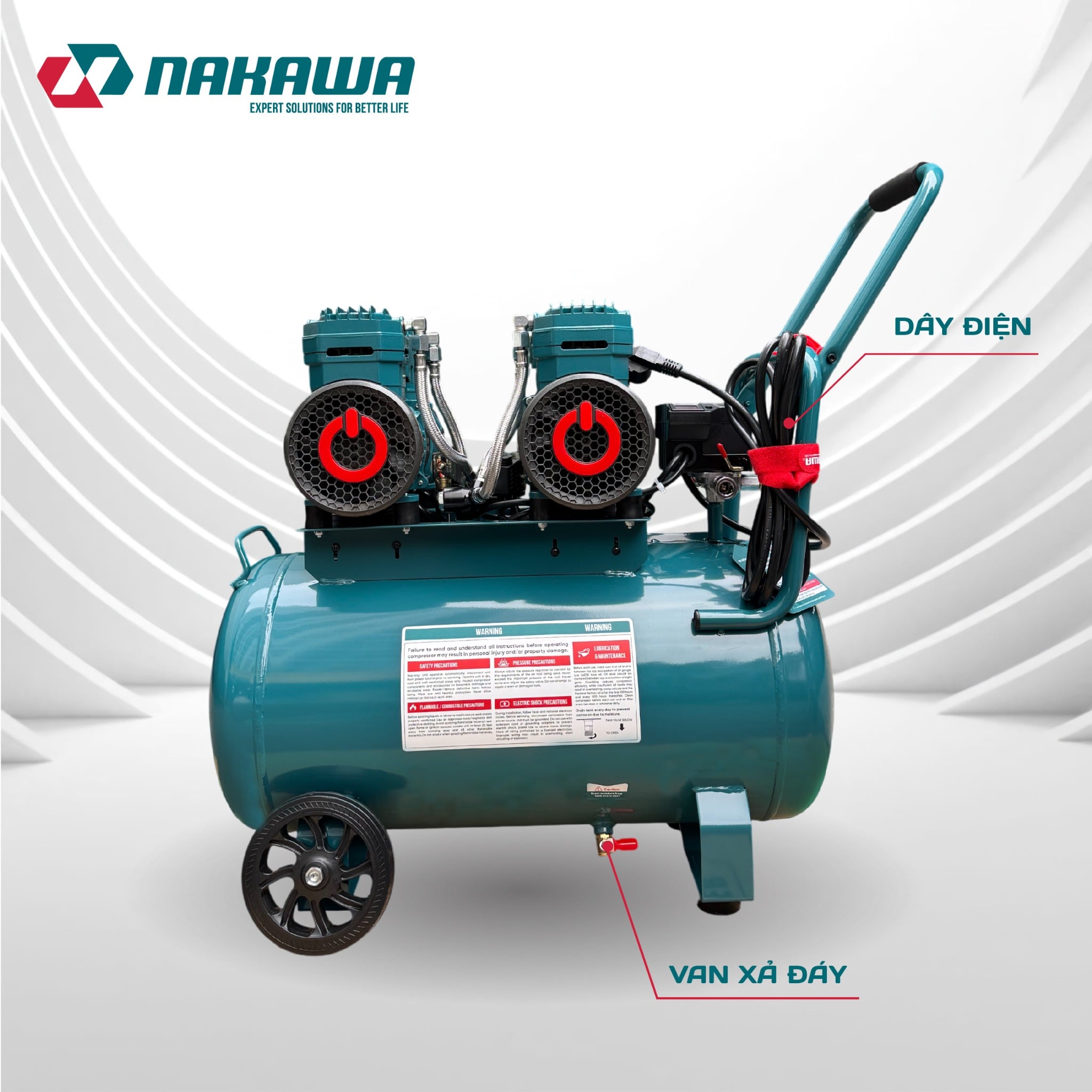 Máy Nén Khí Không Dầu 52L Nakawa NK-52H52L, Công Suất 5.2HP, Bảo Hành 9 Tháng Chính Hãng