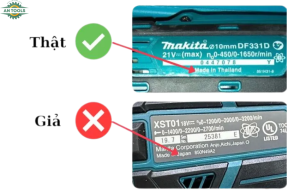 Ph&acirc;n biệt th&ocirc;ng tin được d&aacute;n tr&ecirc;n sản phẩm m&aacute;y khoan pin cầm tay Makita ch&iacute;nh h&atilde;ng v&agrave; h&agrave;ng nh&aacute;i